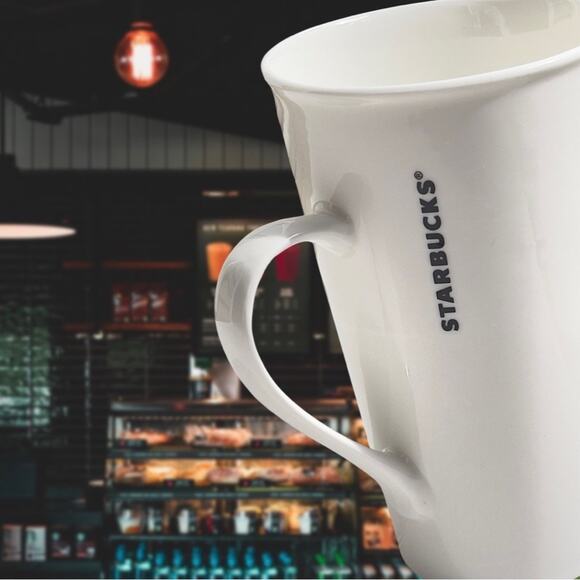 Starbucks Mug 16 oz White With Gold Starbucks Coffee Lettering - No Chips/Cracks - Picture 7 of 15